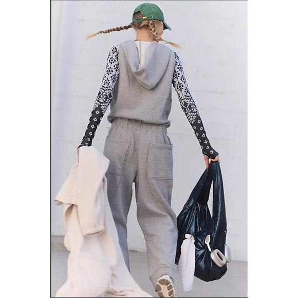 NEW Free People FP Movement Set Go Onesie XS Gray Sweatsuit Barrel One Piece - Picture 3 of 11